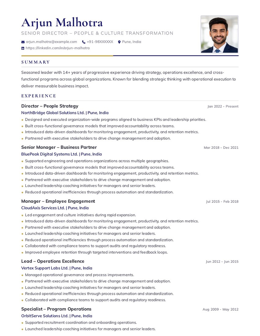 Arjun Malhotra Resume Template