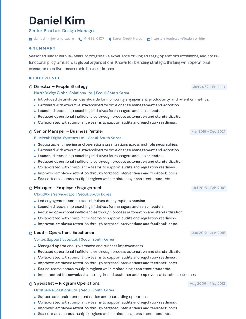 Daniel Kim Resume Template