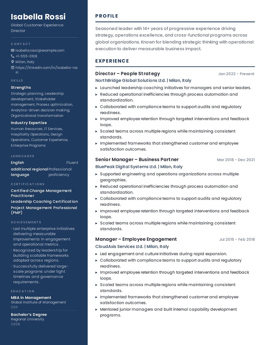 Isabella Rossi Resume Template