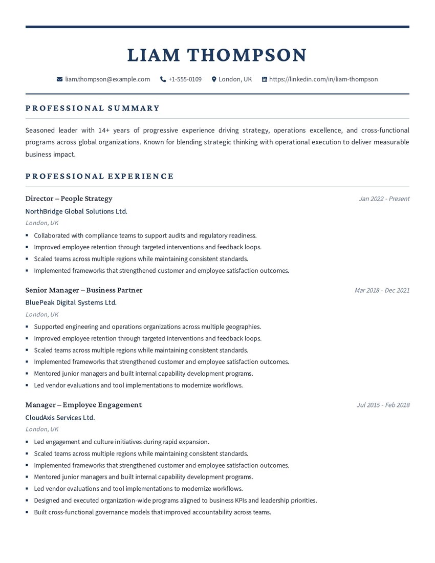 Liam Thompson Resume Template