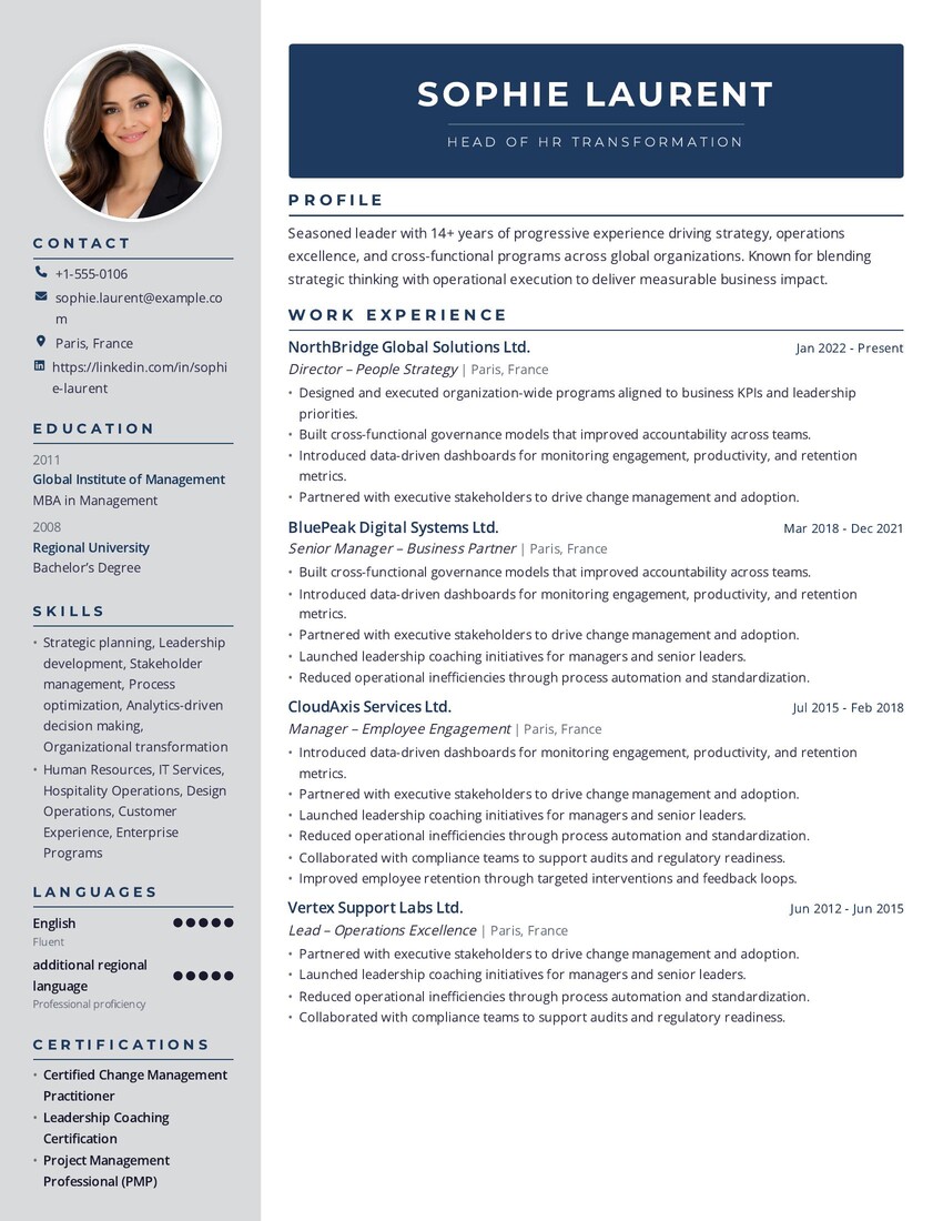 Sophie Laurent Resume Template